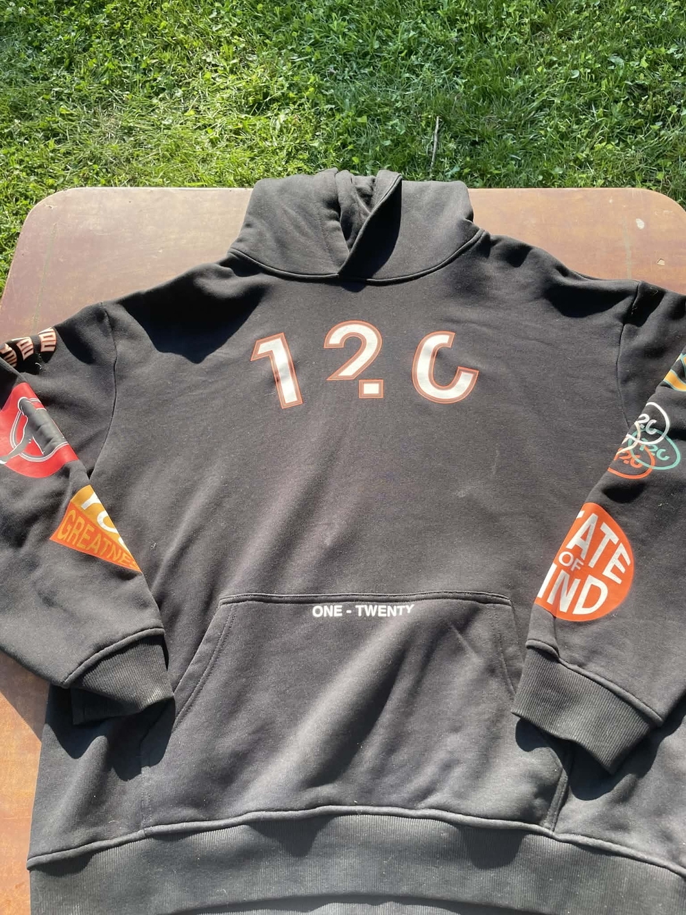 Twenty Black Hoodie with Red-Outline '1.2.C' Graphic